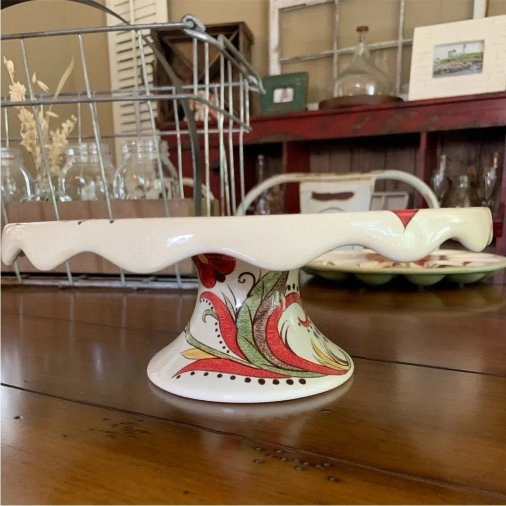 Pier 1‎ Earthware Carynthum Vintage Cake Stand Discontinued RARE